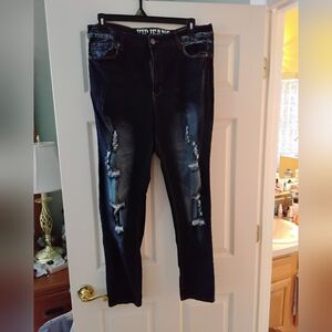 VIP Blue Straight Leg Jeans Distressed Casual